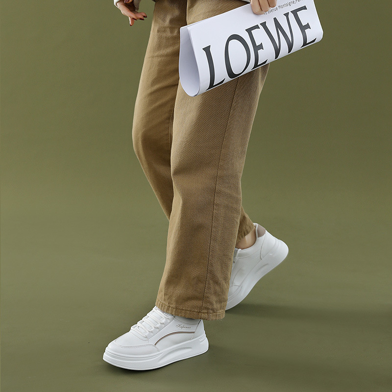 Ddmysports ZY Little White Board New Spring And Autumn Low Top Casual Sports Student Eightened Leather Women S Shoes OUTDOOR