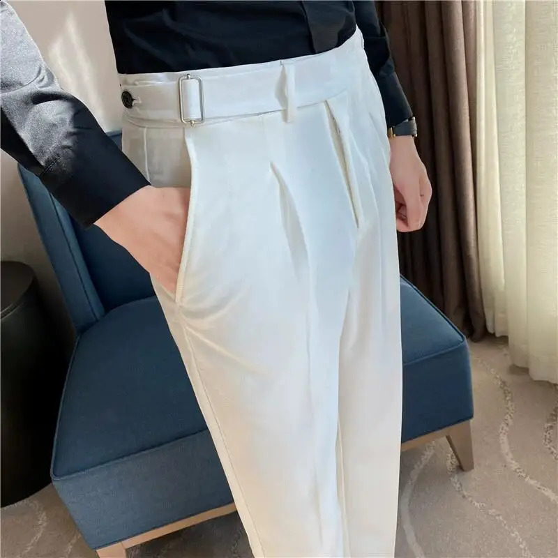 British style mens slim fit Korean Naples pants high-quality casual business suit pants official social wedding pants 240828