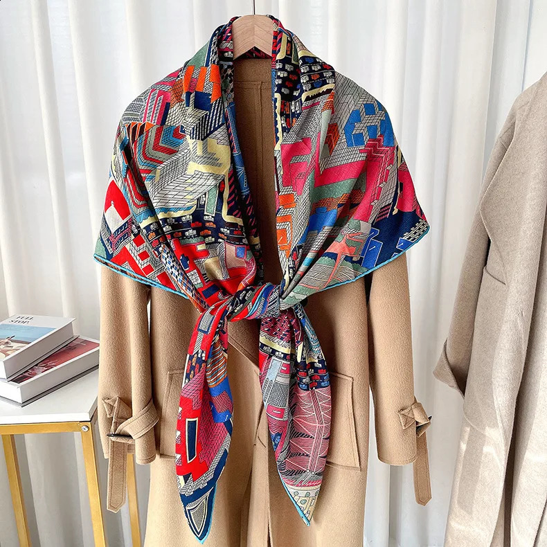 Silk Cashmere Wool Scarf er Poncho Pashmina Winter Accessories Hand Rolled Edges Stole Scarves 140 240826