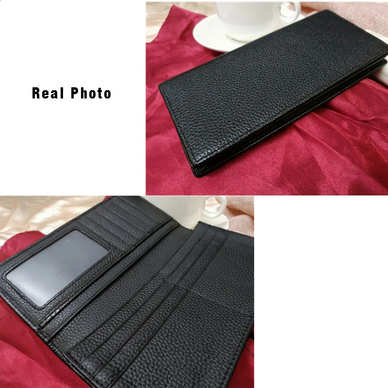 Mens Wallets Genuine Leather Men Purse Long Wallet Real Cowhide Mens Money Bag Phone Wallet Man Card Holder 240828