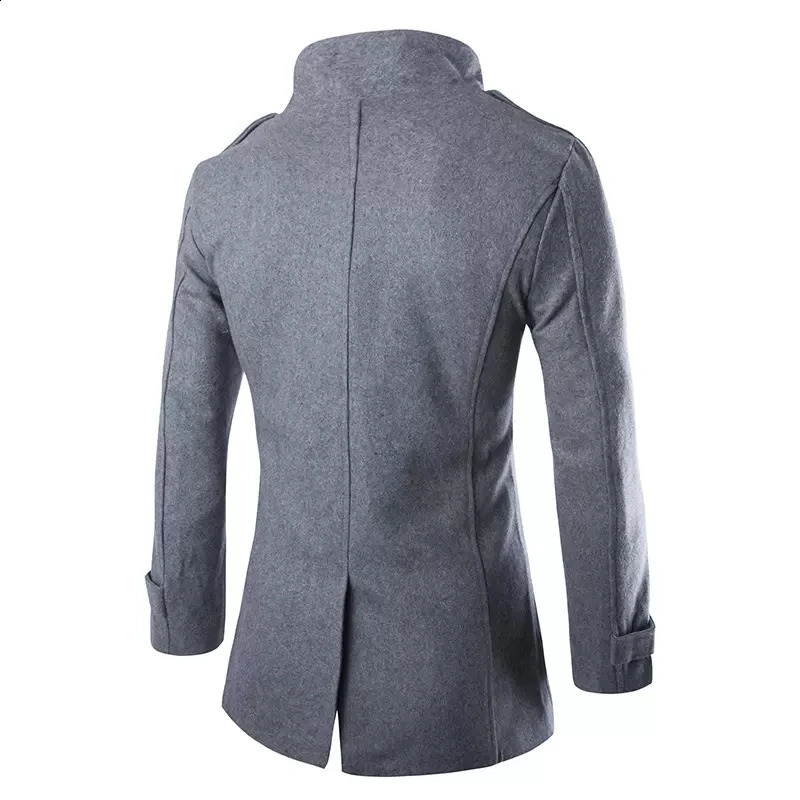 Mens coats trench winter mens pea double breasted wool and blend ed clothing W01 240827