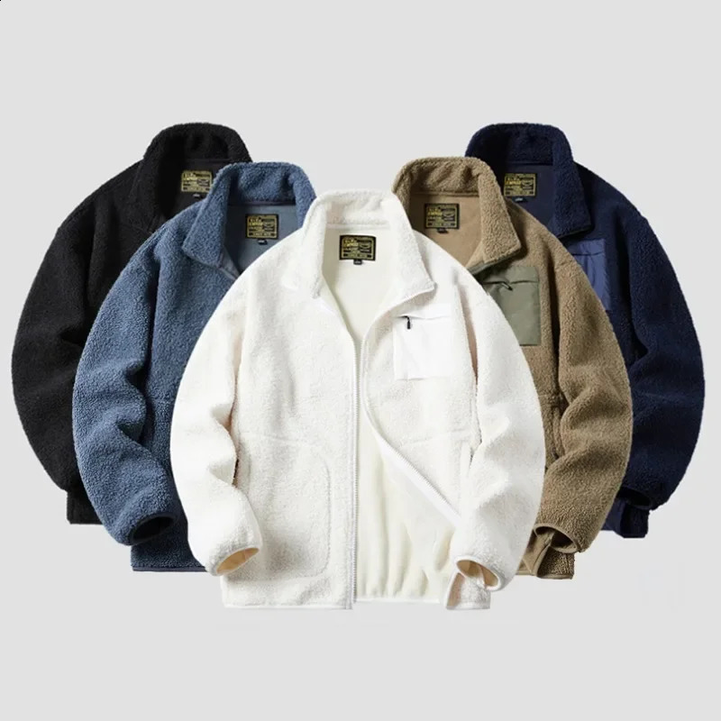 Unisex Lamb Wool Teddy Coat Men Women Cashmere Fleece Jacket Teen Spring Autumn Couple Warm Clothing Boys Girls Varsity Techwear 24