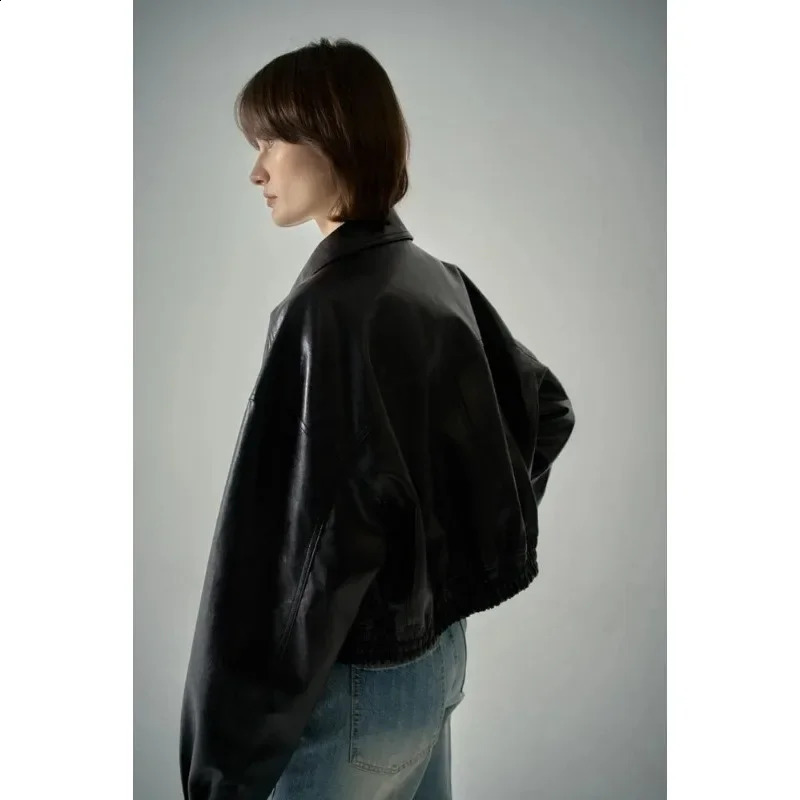 Fac * de Pa * ern Jacket Womens Short Top Early Autumn Sense Collar Zipper Jacket Retro Casual Jacket Harajuku Clothing 240827