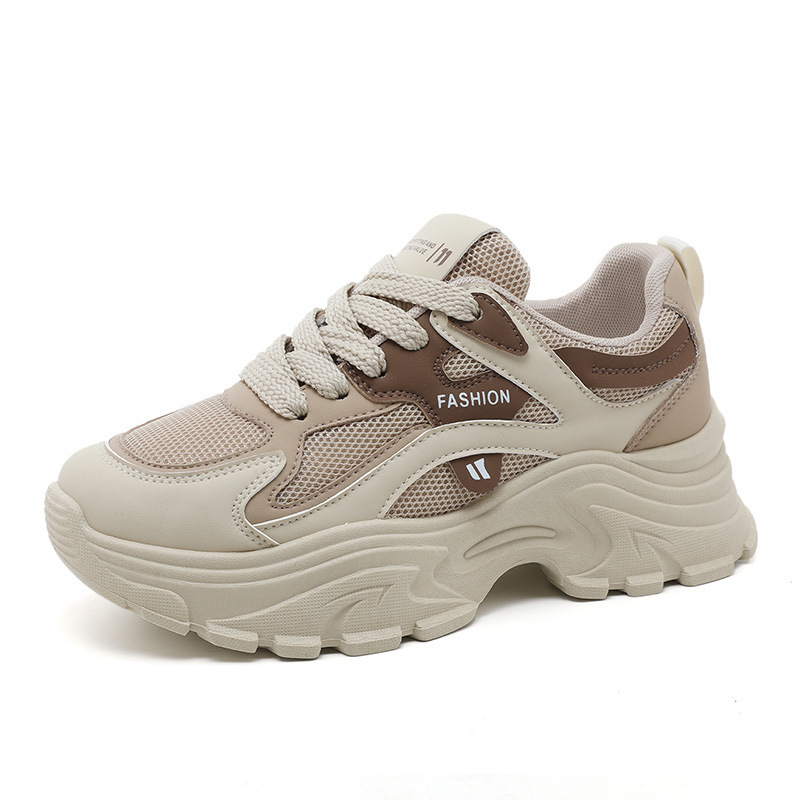 Ddmysports QRJ New Spring Summer Dad Korean Edition Trendy Women S Thick Sole Elevated Breathable Mesh Shoes OUTDOOR