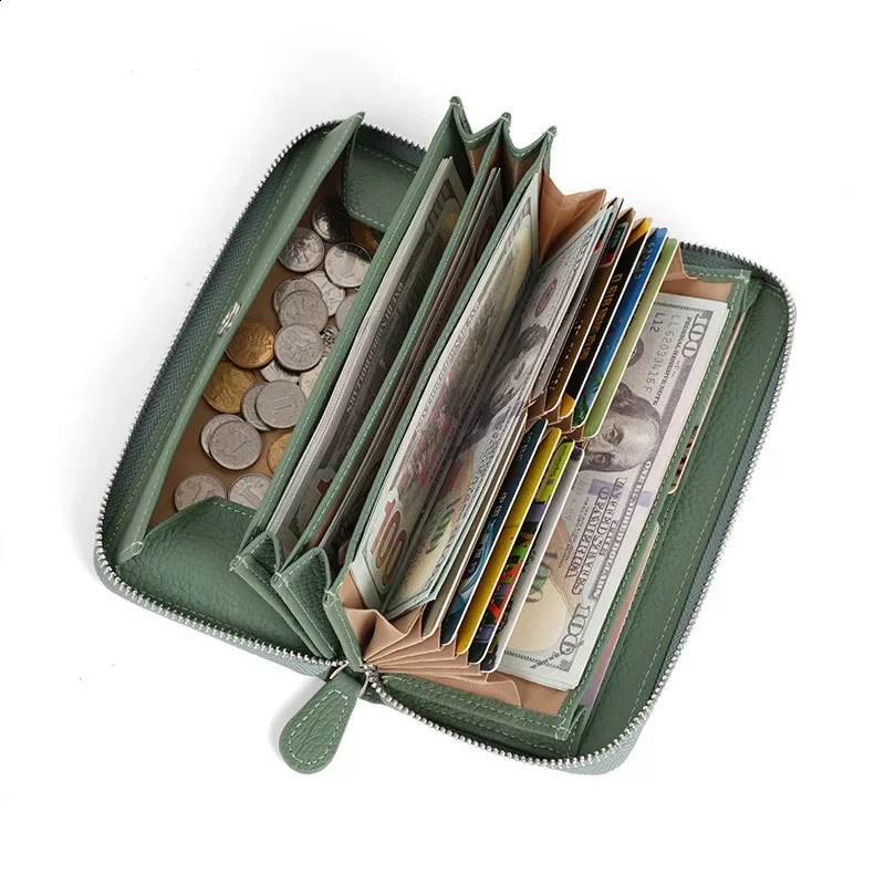 Large Capacity Women Long Wallets Coin Purse Versatile Genuine Leather Clutch Bag RFID Card Holder Wallet Carteras Para Mujer 240828