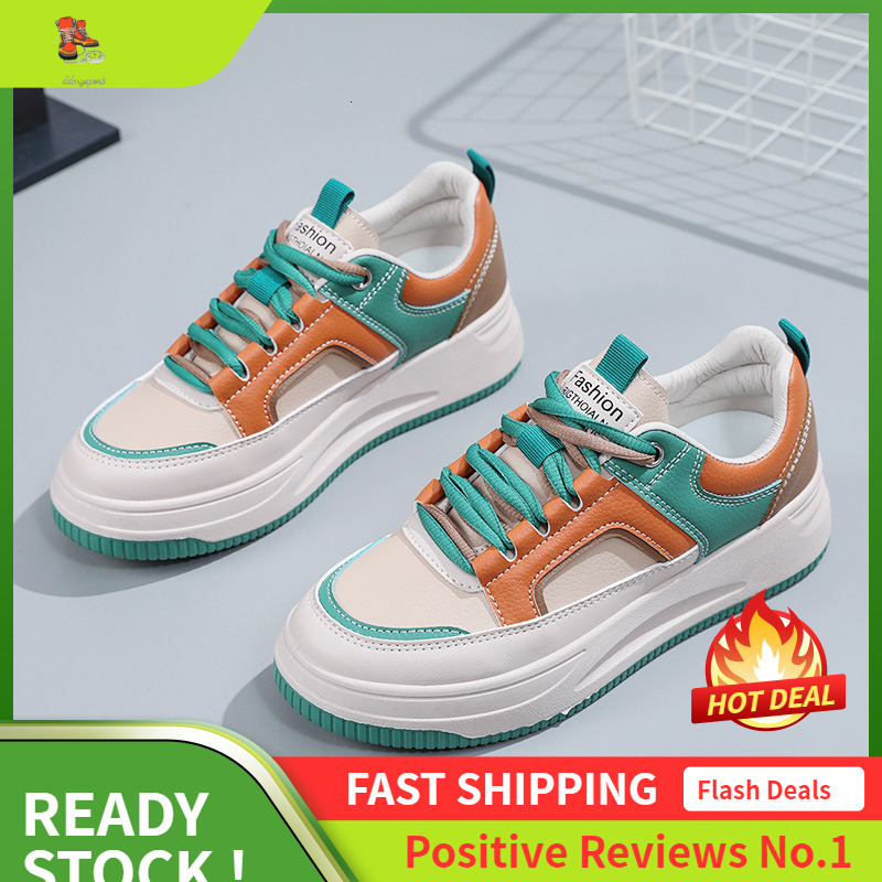 Ddmysports JF New Color Blocked Casual Spring And Summer Height Increasing Wear Resistant Versatile Board Shoes For Women S Sports OUTDOOR