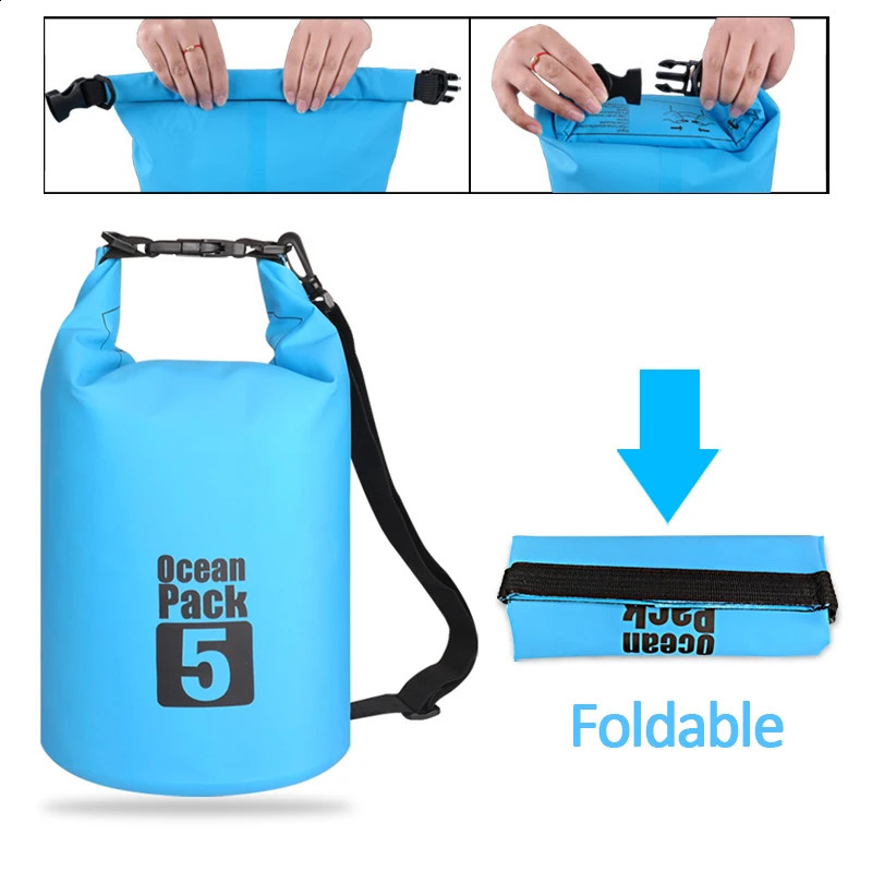 500D Waterproof Swimming Bag Dry Sack 2510152030L Waterproof Floating Dry Gear Bags For Boating Fishing Rafting Swimming 240828