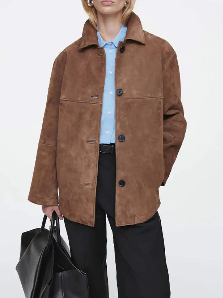 Fashion Solid Collar Loose Splicing Short Coat Womens Casual Button Pocket Long Sleeve Warm Jacket Autumn Womens Coat 240827