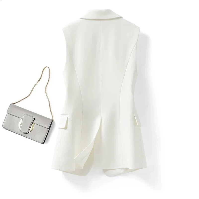 Womens collar vest jacket fully matched single chest sleeveless classic solid color fashionable retro office womens jacket 240828