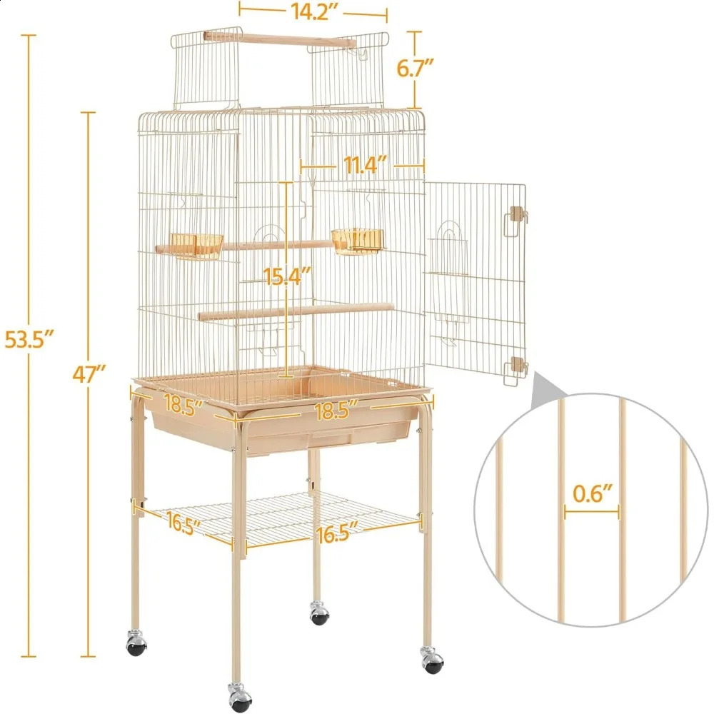 Yaheetech 535inch Height Play Top Bird Cage Iron Parrot Parakeet for Small Birds Lovebirds Cockatiel Canary 240827