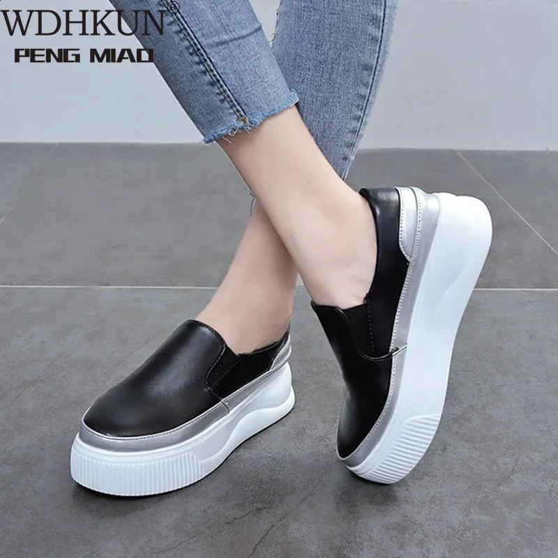 Womens slippers womens sewing platform vulcanized shoes womens PU leather fashionable casual shoes womens comfortable shoes 240827