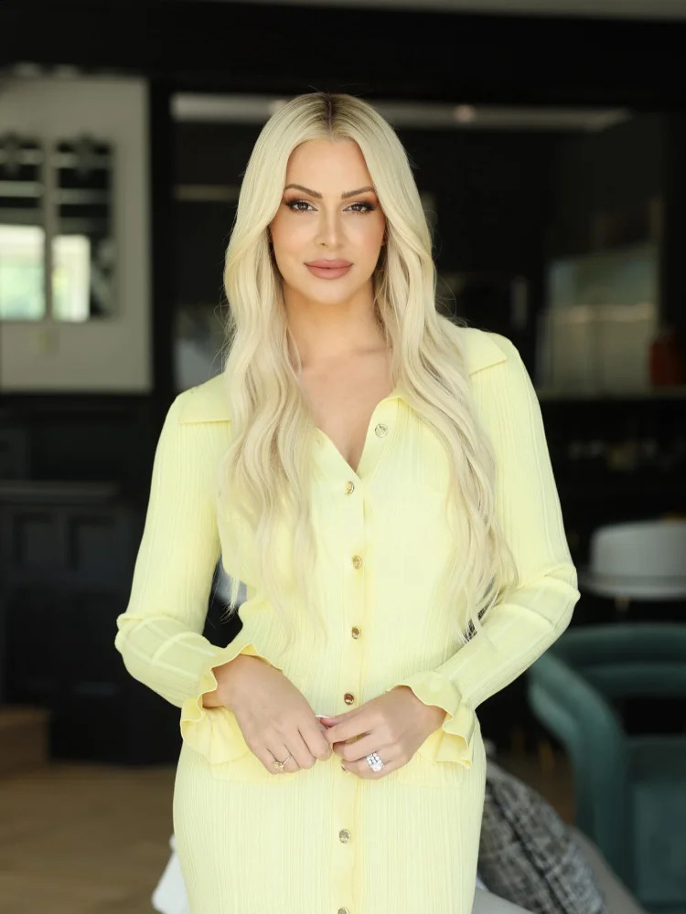 Elegant Yellow Single Chest Split Knit Long For Chic Sparkg Sleeves Pleated Hem Office Womens Party Dress 240827