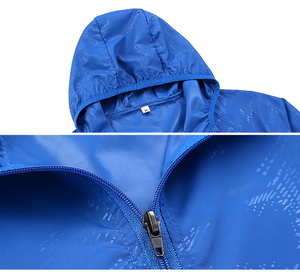 Hooded Sunbreaker Coat Women Men Windbreaker Jacket Waterproof UV Quick Dry Skin UltraLight Rainproof Breathable With Pocket 240828Z