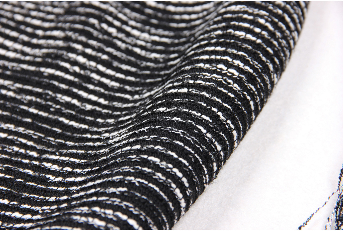 2023 Summer Black Tweed Glitter Tassel Dress Long Sleeve Round Neck Knee-Length Buttons Casual Dresses D3A09