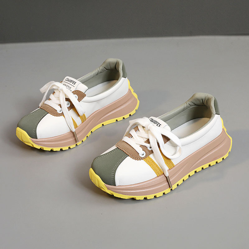 Ddmysports BR New Spring And Summer White Breathable Thick Sole Casual Sports Women S Shoes Height Increasing Round Toe OUTDOOR