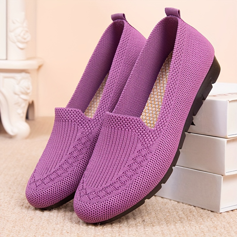 Women's shoes breathable flying mesh shoes non-slip flat mid-shoes shallow-mouth single shoes breathable casual shoes