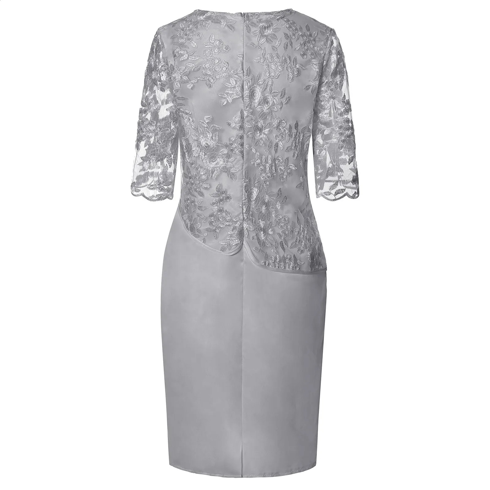 Plus Size Midi Dress 5XL Elegant O-neck High-Waist Embroidery Lace 34 Sleeve Lady Evening Dress Female Clothing Robe 240828