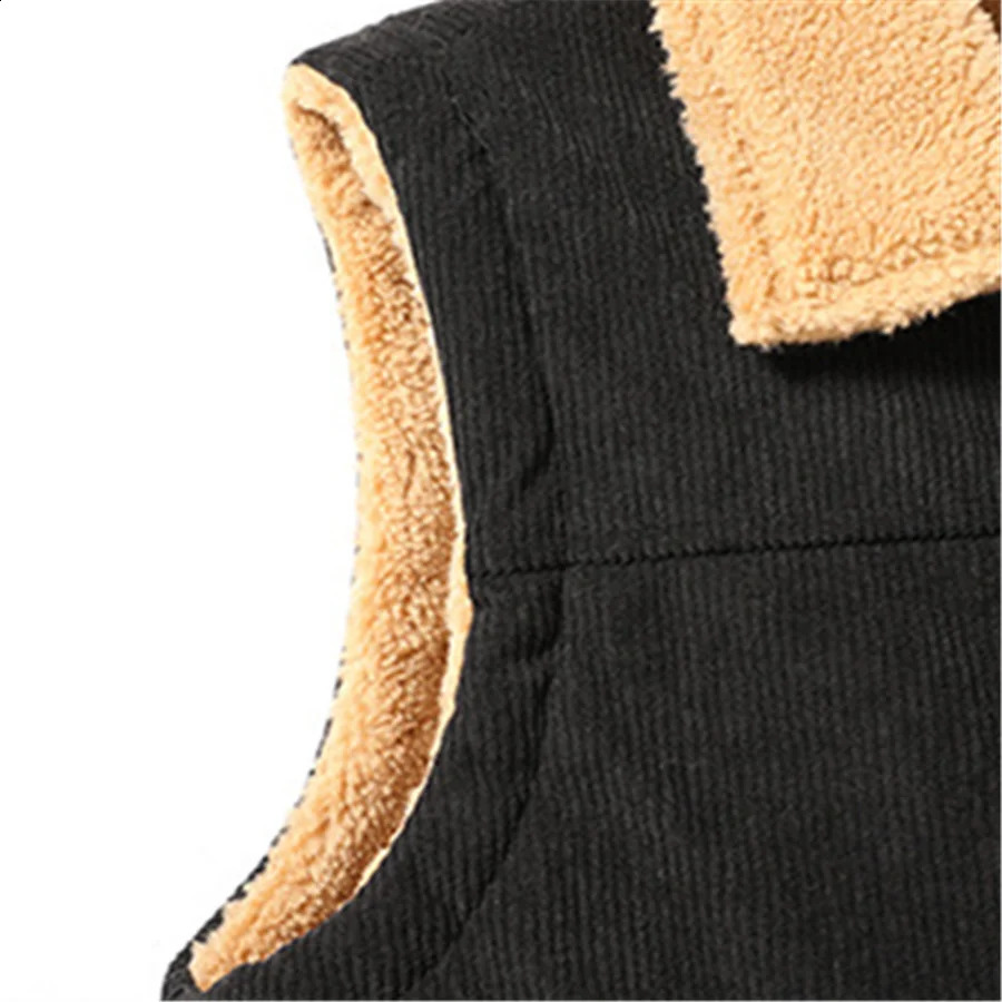 Mens wool warm vest winter jacket thick cashmere mens windproof casual sleeveless 6XL 240827