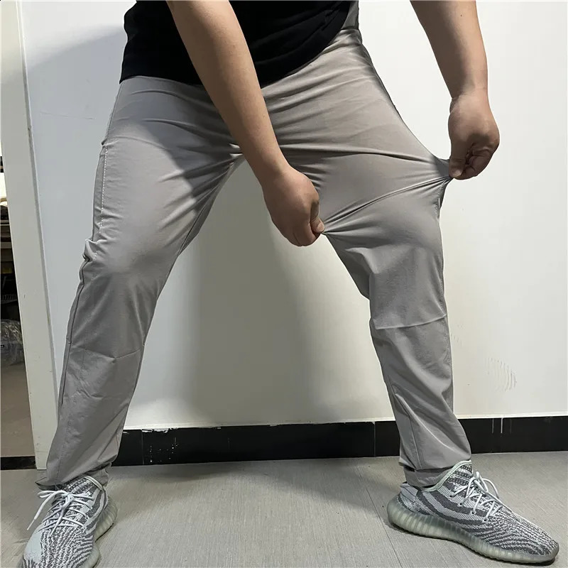 Mens casual golf pants summer thin ice silk elastic pants straight leg pants summer golf Trousers fashionable sports work pants 240828