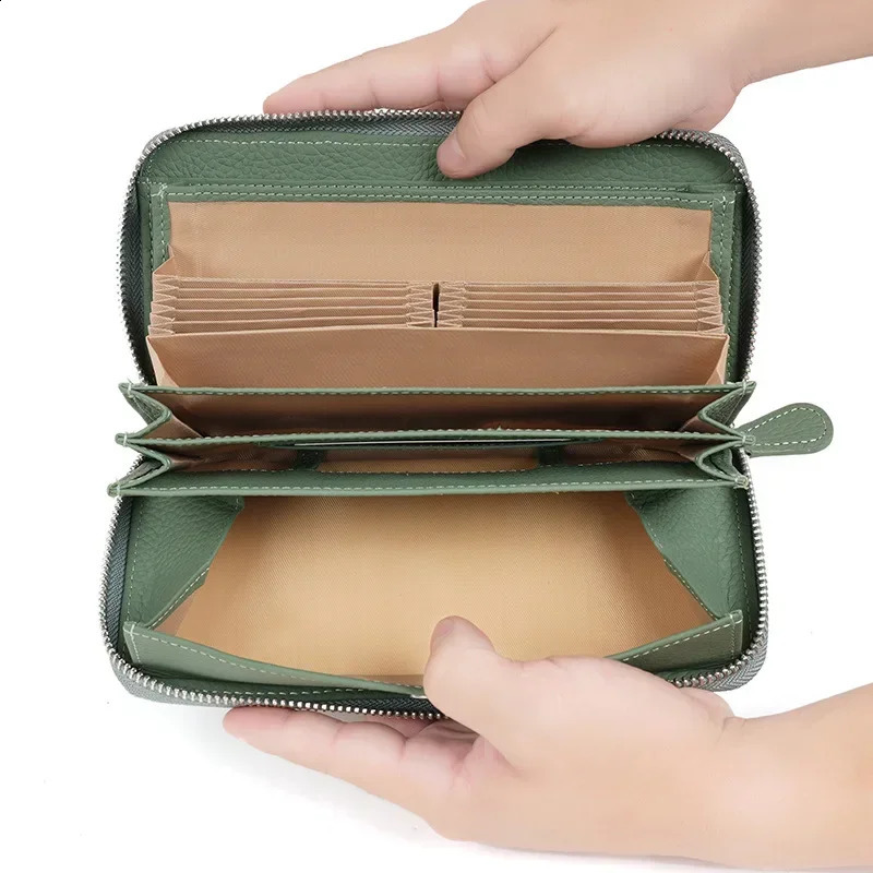 Large Capacity Women Long Wallets Coin Purse Versatile Genuine Leather Clutch Bag RFID Card Holder Wallet Carteras Para Mujer 240828