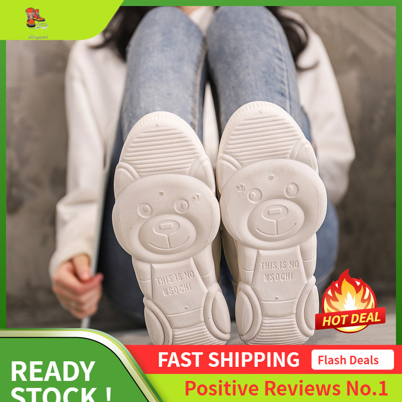 Ddmysports New Sports Teddy Bear Korean Version Versatile Board Breathable Mesh White Shoes Women S Thick Sole OUTDOOR