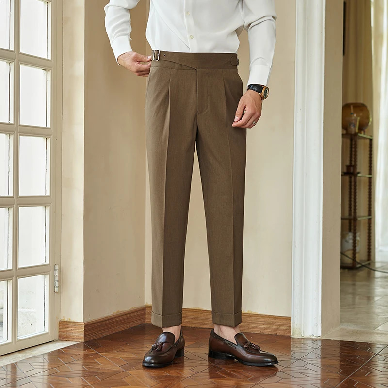 British style Kukolka mens waist belt part Naples set for business casual formal wedding party dresses straight Trouser. 29-36 240828