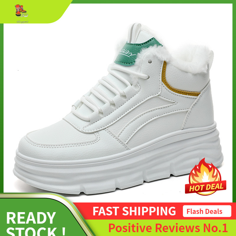 Ddmysports W Little White Winter New Igh Rise Student Board Instagram Korean Thick Sole Casual Shoes Female OUTDOOR