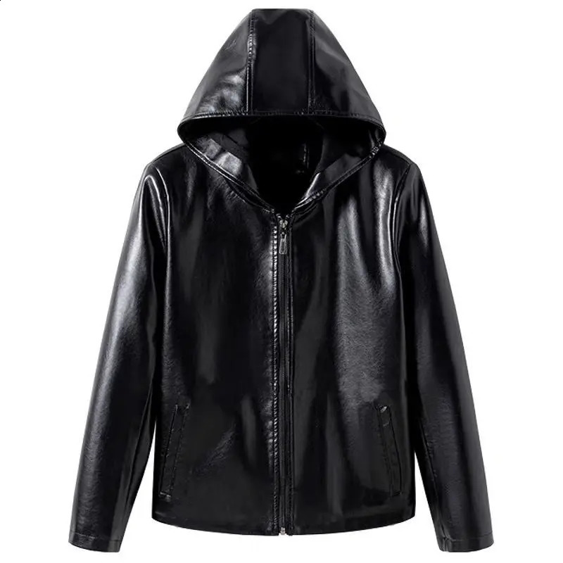 Autumn leather jacket womens hooded zipper sports shirt bomber jacket long sleeved short sleeved jacket black PU leather jacket windproof 240827