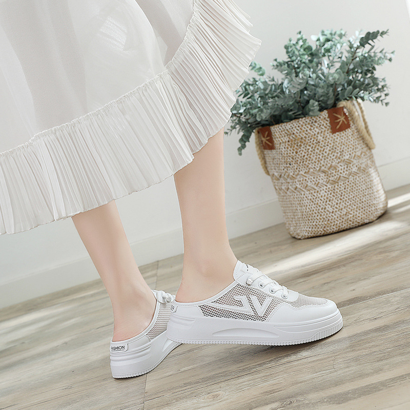 Ddmysports Inner Height Increase Thick Sole White For Summer New Versatile Breathable Mesh Thin Elastic Cake Casual Women S Shoes OUTDOOR