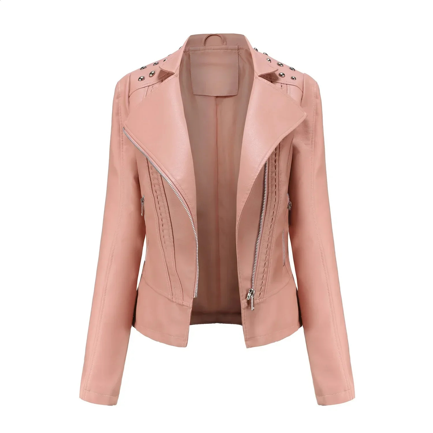 Fashion leather jacket womens faux fur coat long sleeved retro streetwear winter womens clothing black purple body print good product 240827