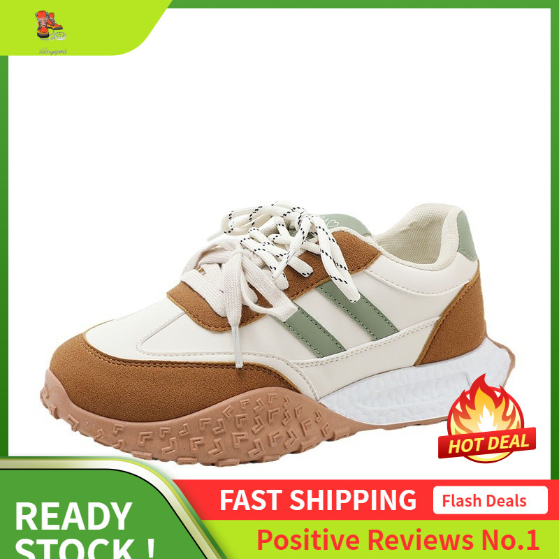 Ddmysports RD New Summer And Autumn Thick Soled Height Increasing Women S Casual Board Leather Surface Splicing Student Sports Shoes OUTDOOR