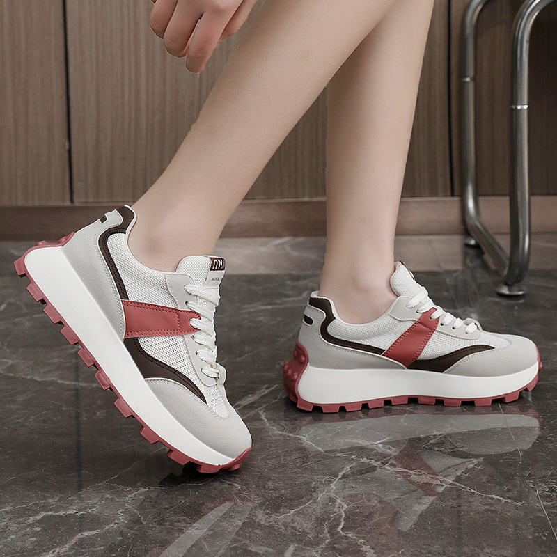 Ddmysports G New Little White Women Spring Summer Thick Sole Elevated Casual S Board Shoes Breathable Round Toe Durable For Transport OUTDOOR
