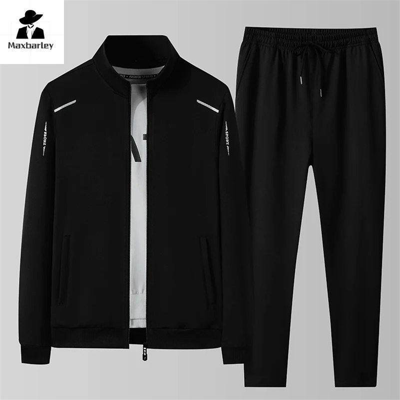 Spring/Autumn Sportswear Mens Sweatpants Set Two piece Black Sportswear Hip Hop Street Clothing Running Sportswear 240827