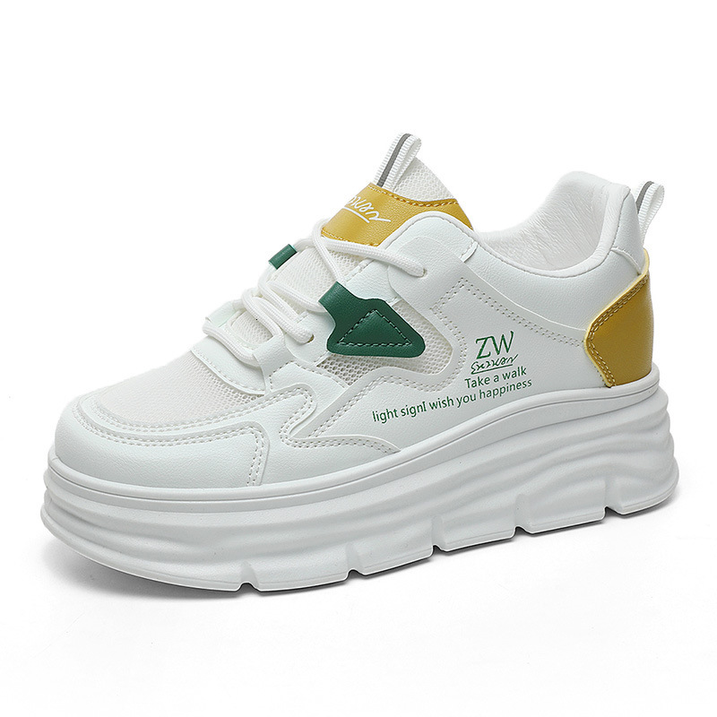 Ddmysports New Internally Raised And Dissolved Small White Shoes With A Mesh Surface Of Cm Women Summer Breathable Mesh Surface Thick Sole For Leisure