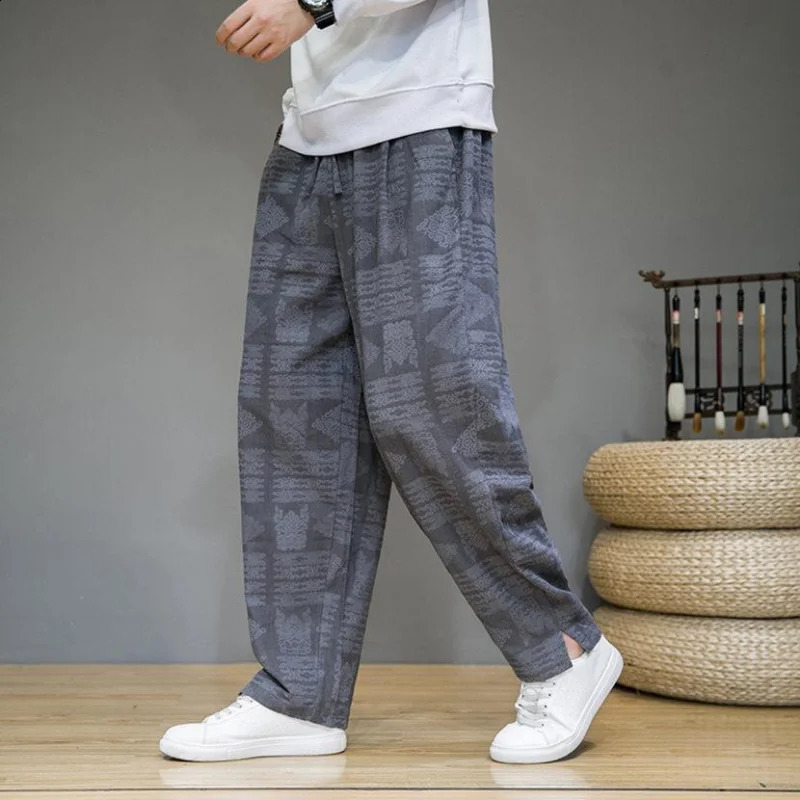 Retro harem mens Trouser Y2k casual pants hiphop trend wholesale fashion Korean style wide summer bag XL 240827