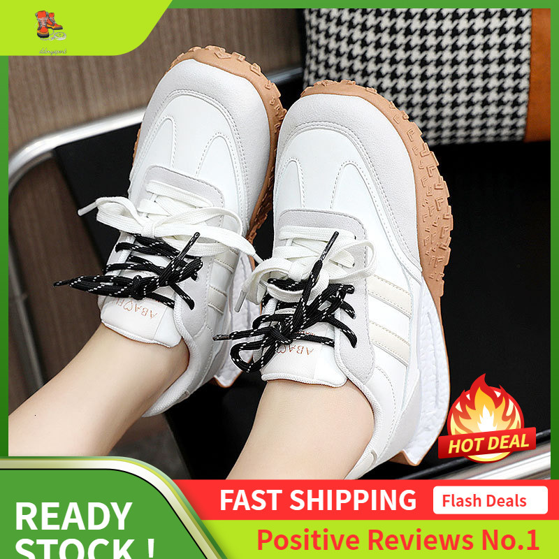 Ddmysports RD New Summer And Autumn Thick Soled Height Increasing Women S Casual Board Leather Surface Splicing Student Sports Shoes OUTDOOR