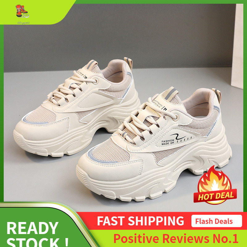 Ddmysports QRJ New Spring And Summer Color Blocked Dad Breathable Mesh Thick Sole Height Increasing Shoes For Students OUTDOOR