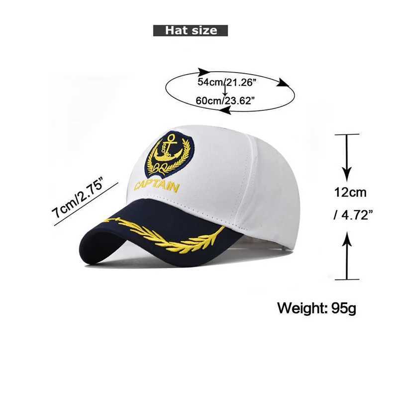 Yacht Captain Hat Navy Marine Embroidered Hats Adjustable Sailor Captain Costume Men Boat Navy Baseball Cap for Adult Men Women Y240828