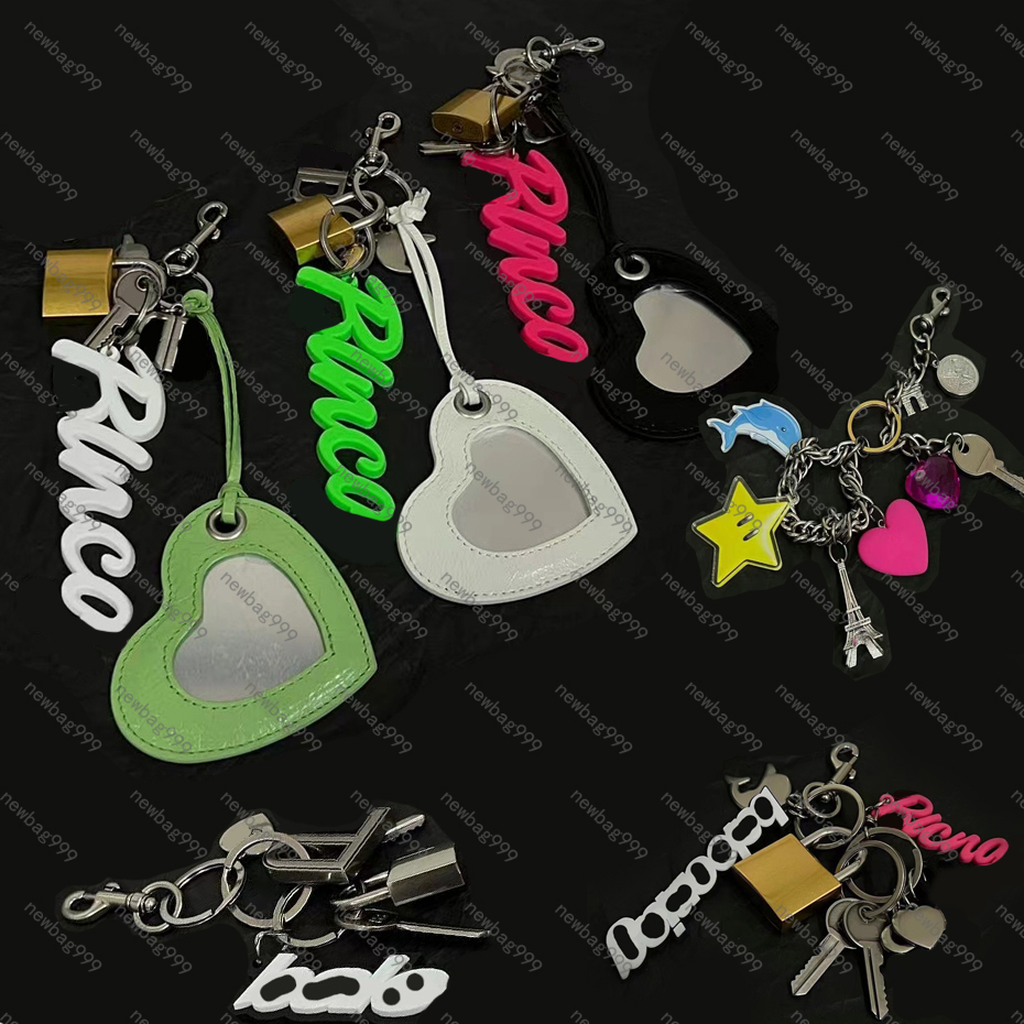 New Rodeo Charm Metal Lock Chain Letter Rodeo Leather Keychain Handbag Backpack Handheld Crossbody Bag Car Key Product Fashion Decoration Accessories Rodeo Bag