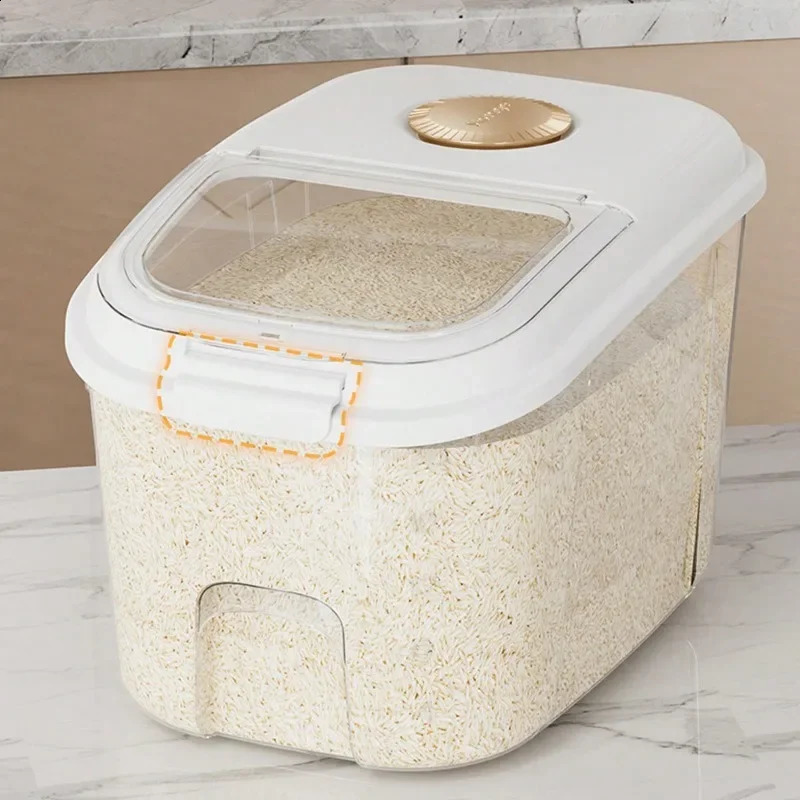 1pc Kitchen Moisture-proof Plastic Rice Bucket Storage Box Pest Proofing Large Rice Flour Container 240827