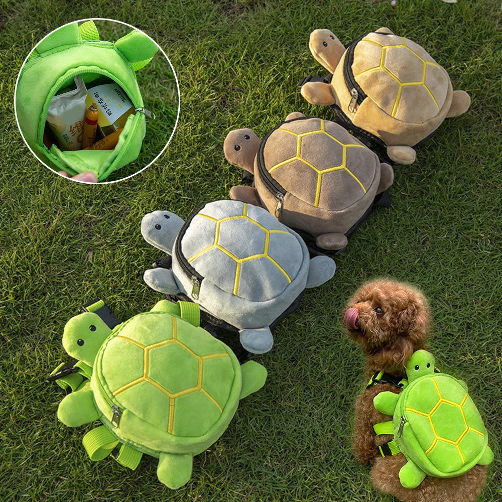 Dog Snack Bag Turtle Shape Dog Bag Pet Backpack Puppy School Bag Large Capacity Convenient Soft Portable Cute 250206