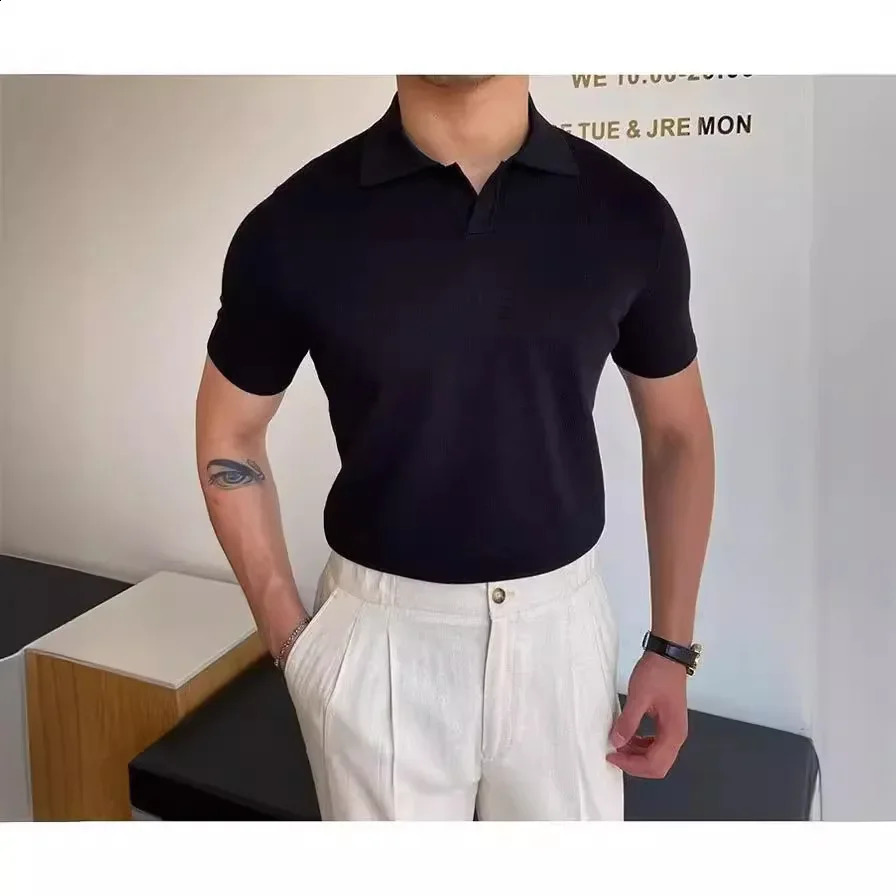 Japanese Youth Fashion Summer Standard Short Sleeve Trendy Edition Simple Polo Shirt Mens Wear 240829