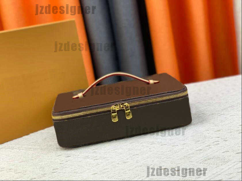 designers Brown flower Storage box Leather Travel Jewelry New set Travel Storage box Luggage Fashion Trunk boxs Suitcases Bags cosmetic bag handbag 24x16x8cm
