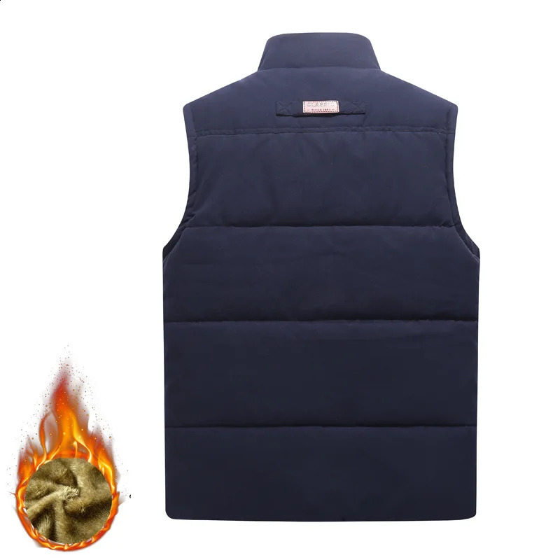 8XL Plus size winter vest jacket mens warm wool sleeveless fur fashion clothing 240827