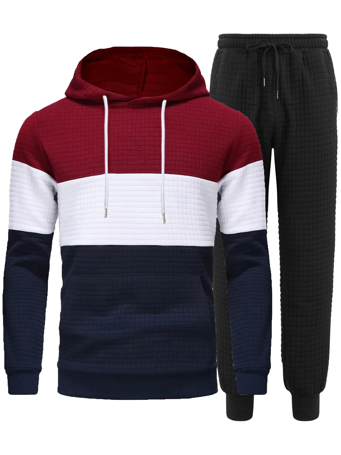 Mens sportswear color twopiece set jogging daily sports pants casual hoodie competition 240827