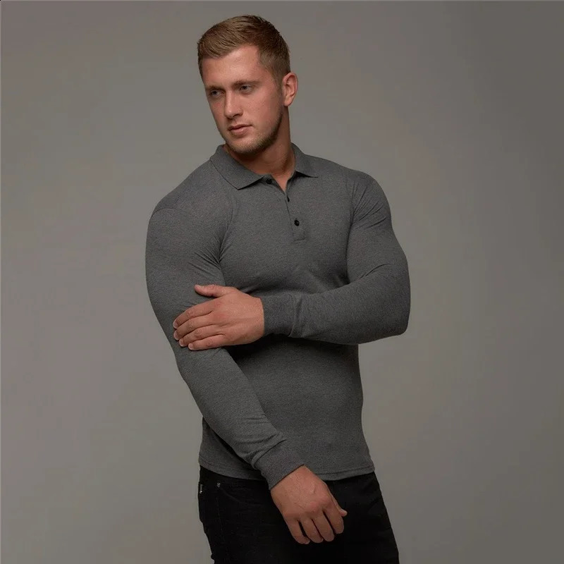 polo shirt mens casual fashion breathable cotton Tshirt business long sleeved highquality 240828