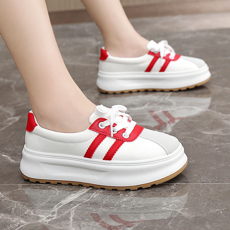 Ddmysports ZY New Breathable Color Blocked Leather Women S Shoes For Spring Summer Casual Thick Soled Board Height Increasing Korean Version OUTDOOR