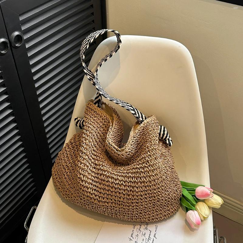 Drawstring Women Vintage Hobo Bag With Wide Geometric Strap Crochet Beach Handbag Large Capacity Weaving Travel Ladies Summer Daily 00a1 4