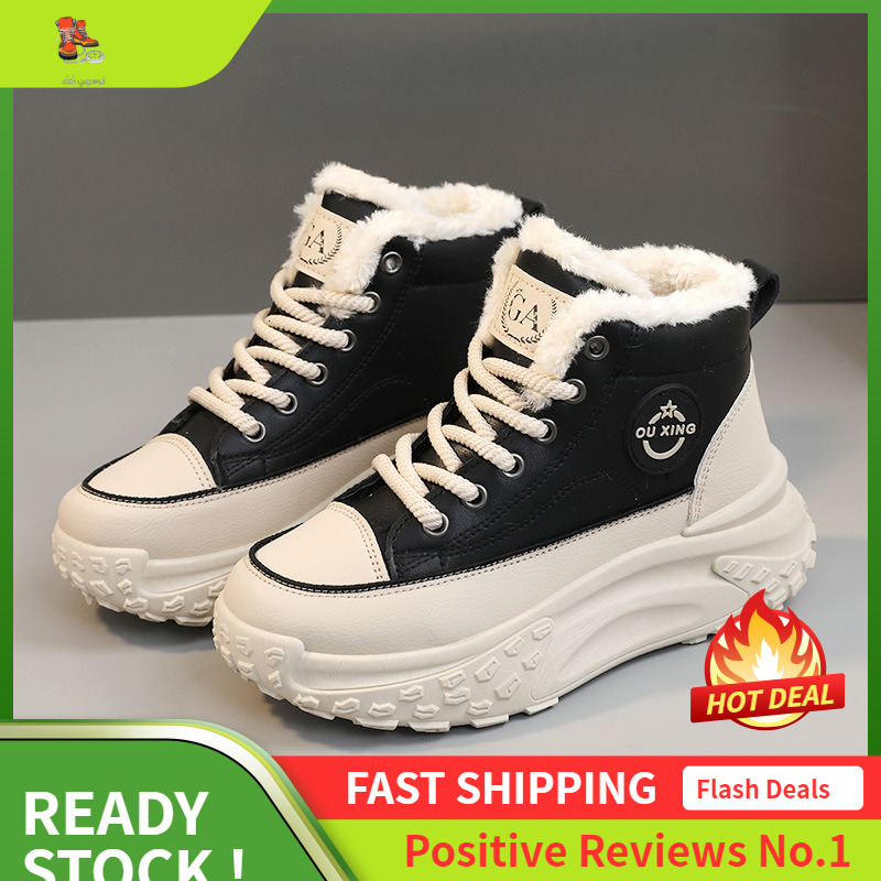Ddmysports Q Plush Dad Winter New Korean Version Warm High Top Sports Students Cotton Shoes For Women OUTDOOR