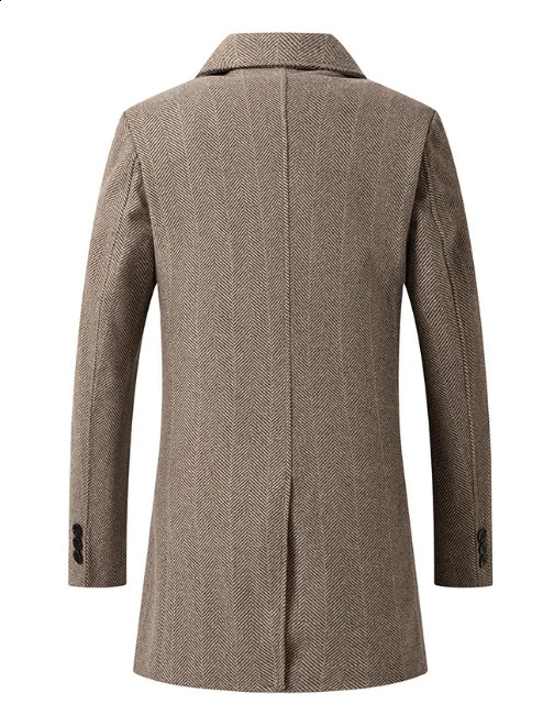 Autumn and winter mens wool coat medium size long white doublelayer 2XL 240827